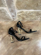 Load image into Gallery viewer, Y S L Classy Black/Gold Heels
