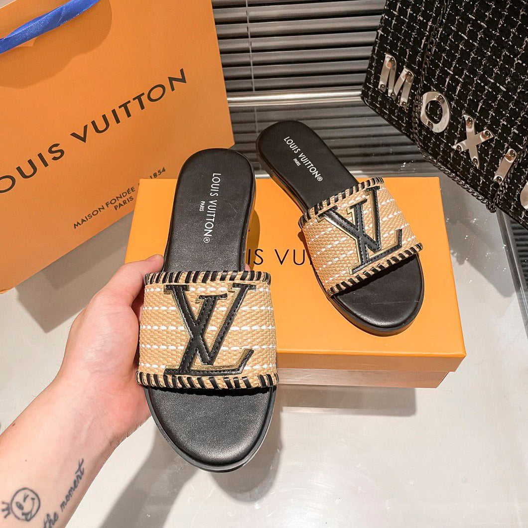 Black L V sandals